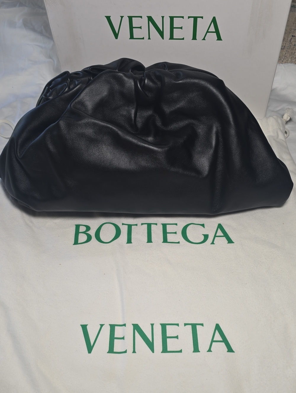 Bottega Veneta Small Black Leather Pouch Clutch